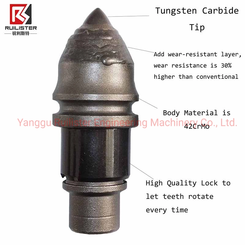 Ruilister Bullet Teeth B47K22h for Rotary Drilling Rig Auger Buckets Carbide Bullet Teeth